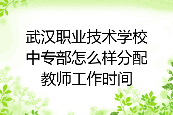 武汉职业技术学校中专部怎么样分配教师工作时间