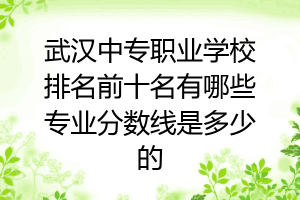武汉中专职业学校排名前十名有哪些专业分数线是多少的