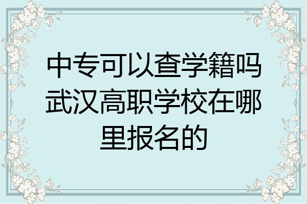 中专可以查学籍吗武汉高职学校在哪里报名的