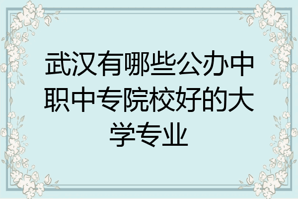 武汉有哪些公办中职中专院校好的大学专业