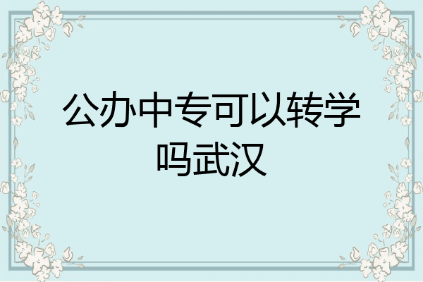 公办中专可以转学吗武汉