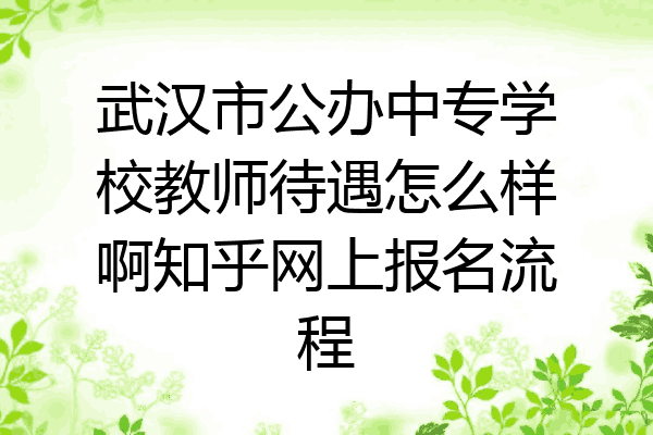 武汉市公办中专学校教师待遇怎么样啊知乎网上报名流程