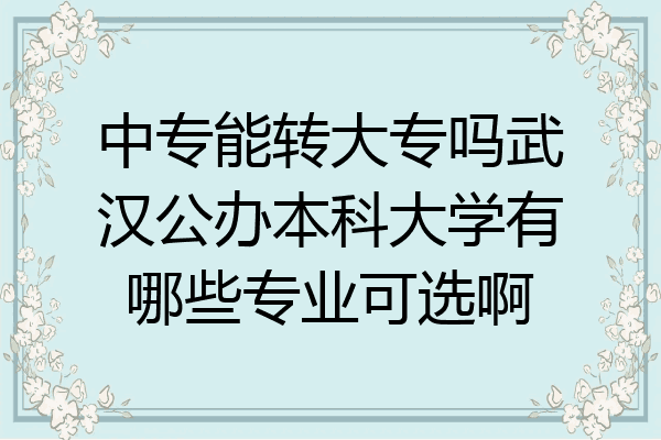 中专能转大专吗武汉公办本科大学有哪些专业可选啊