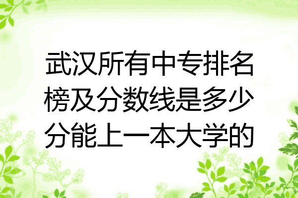 武汉所有中专排名榜及分数线是多少分能上一本大学的