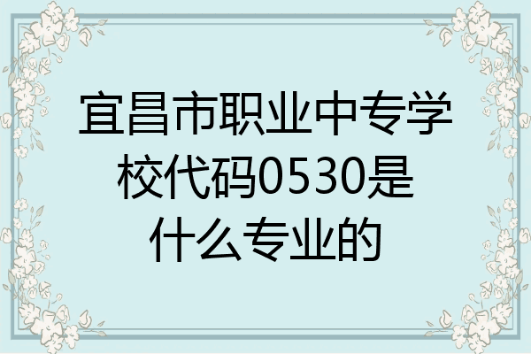 宜昌市职业中专学校代码0530是什么专业的