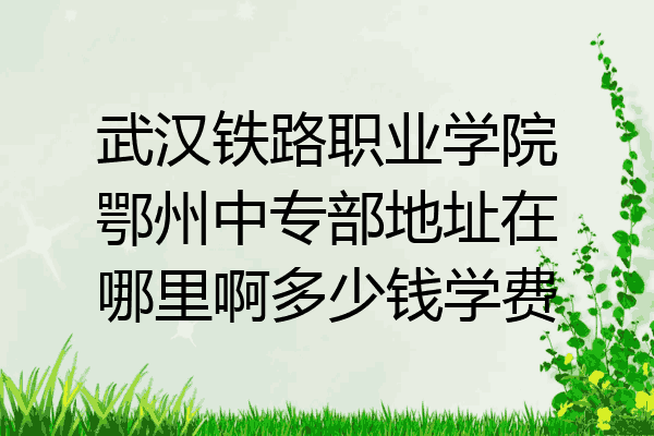 武汉铁路职业学院鄂州中专部地址在哪里啊多少钱学费