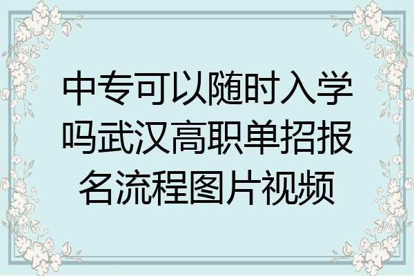 中专可以随时入学吗武汉高职单招报名流程图片视频
