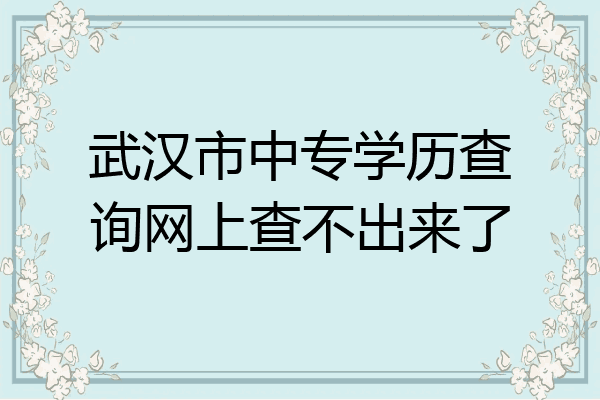 武汉市中专学历查询网上查不出来了