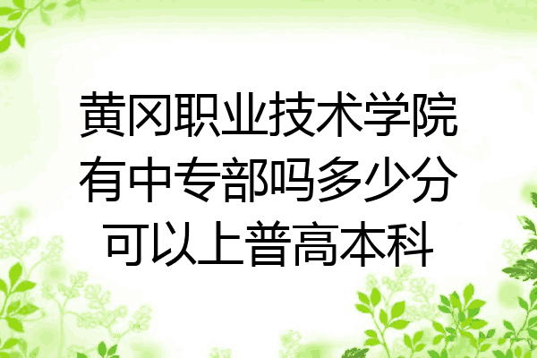 黄冈职业技术学院有中专部吗多少分可以上普高本科