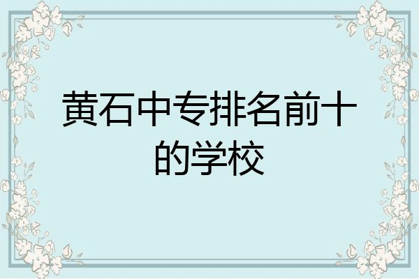 黄石中专排名前十的学校