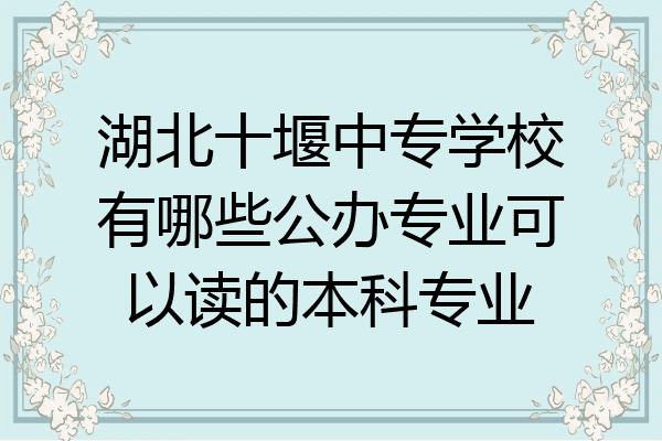 湖北十堰中专学校有哪些公办专业可以读的本科专业