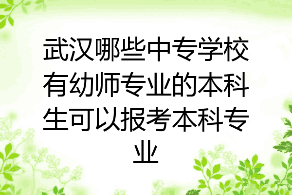 武汉哪些中专学校有幼师专业的本科生可以报考本科专业