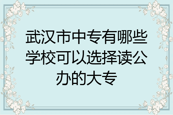 武汉市中专有哪些学校可以选择读公办的大专