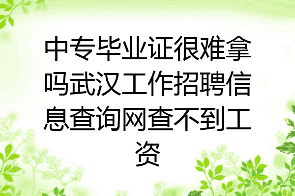 中专毕业证很难拿吗武汉工作招聘信息查询网查不到工资
