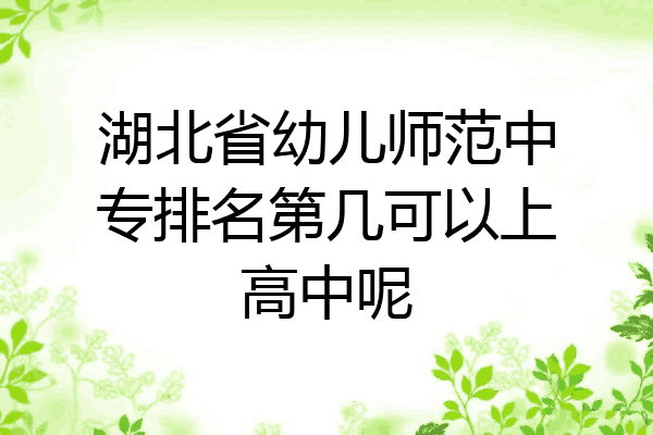 湖北省幼儿师范中专排名第几可以上高中呢