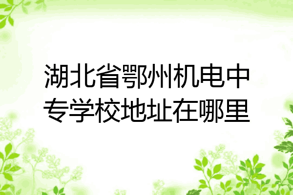 湖北省鄂州机电中专学校地址在哪里