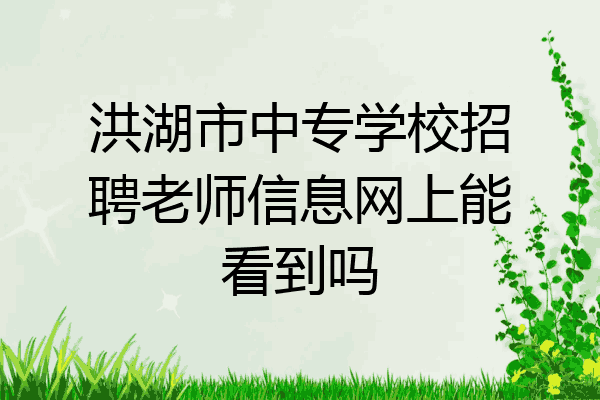 洪湖市中专学校招聘老师信息网上能看到吗