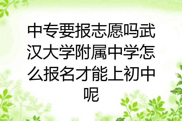 中专要报志愿吗武汉大学附属中学怎么报名才能上初中呢