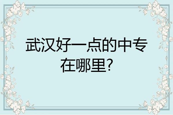 武汉好一点的中专在哪里?
