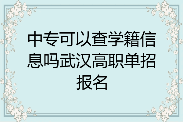 中专可以查学籍信息吗武汉高职单招报名