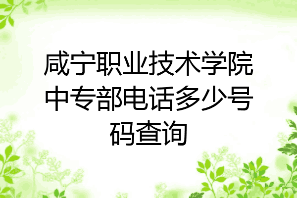 咸宁职业技术学院中专部电话多少号码查询