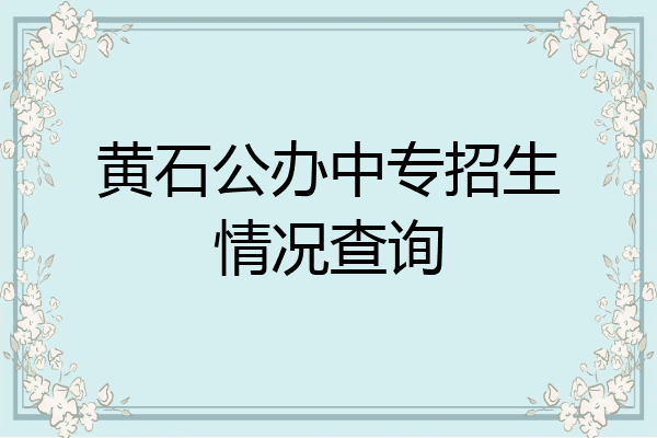 黄石公办中专招生情况查询