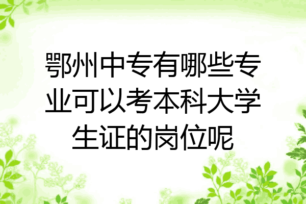 鄂州中专有哪些专业可以考本科大学生证的岗位呢