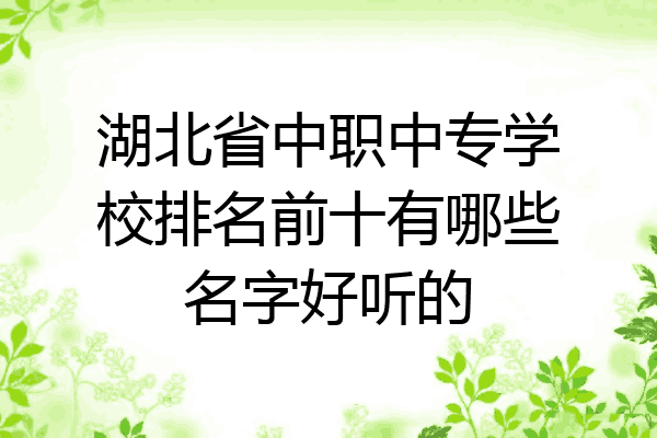 湖北省中职中专学校排名前十有哪些名字好听的