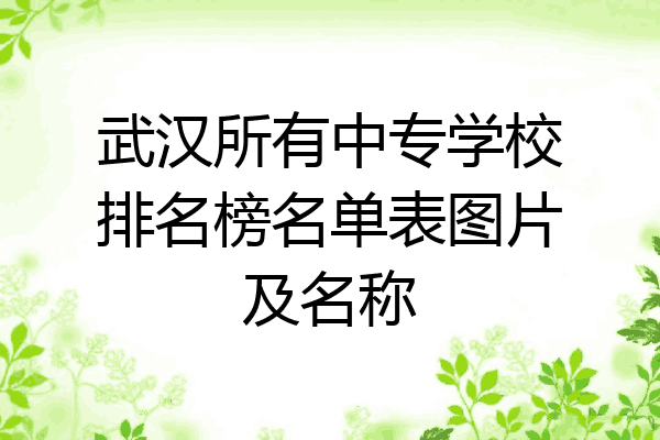 武汉所有中专学校排名榜名单表图片及名称
