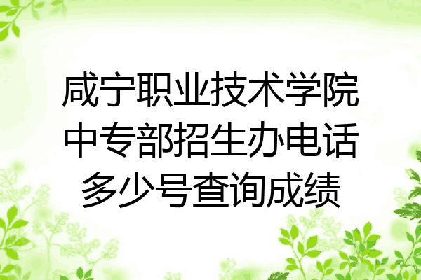 咸宁职业技术学院中专部招生办电话多少号查询成绩