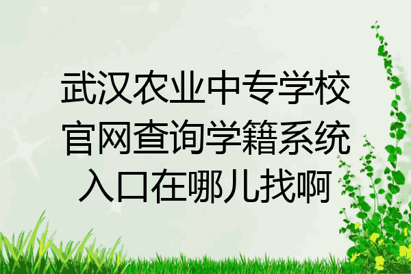 武汉农业中专学校官网查询学籍系统入口在哪儿找啊