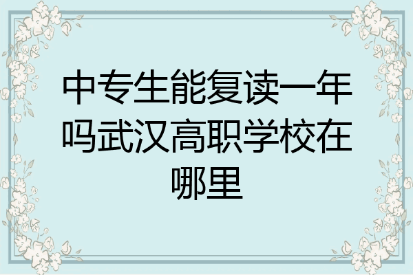 中专生能复读一年吗武汉高职学校在哪里