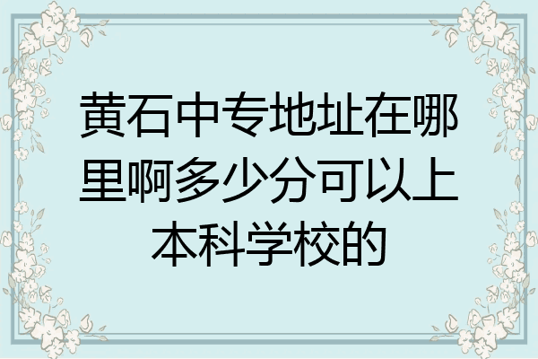 黄石中专地址在哪里啊多少分可以上本科学校的