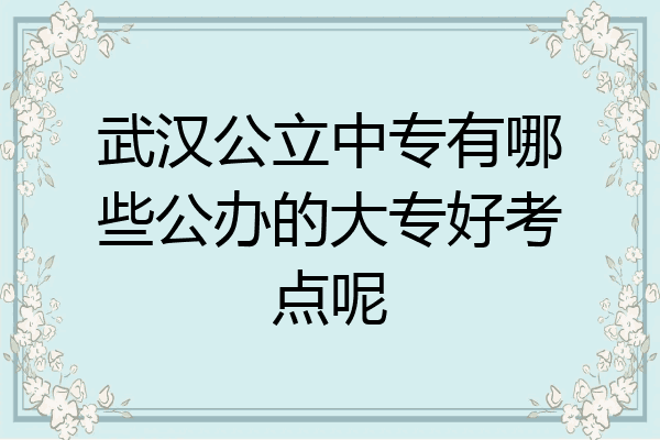 武汉公立中专有哪些公办的大专好考点呢