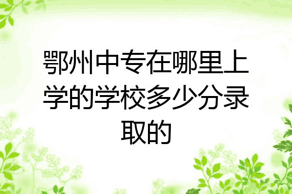 鄂州中专在哪里上学的学校多少分录取的