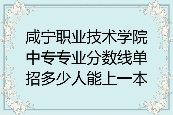 咸宁职业技术学院中专专业分数线单招多少人能上一本