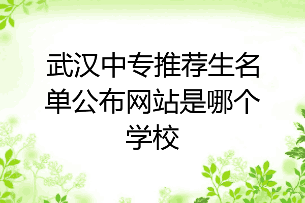 武汉中专推荐生名单公布网站是哪个学校