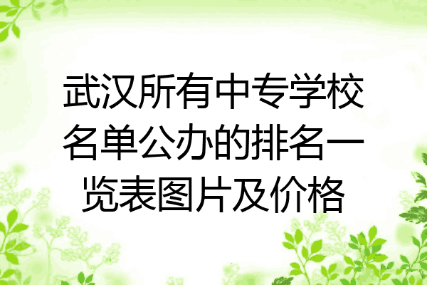 武汉所有中专学校名单公办的排名一览表图片及价格
