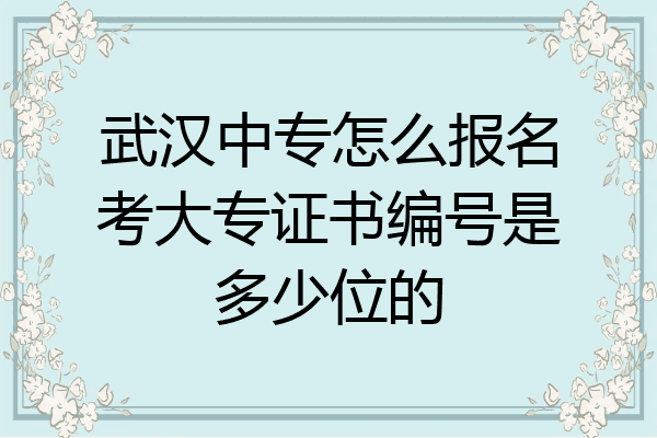 武汉中专怎么报名考大专证书编号是多少位的