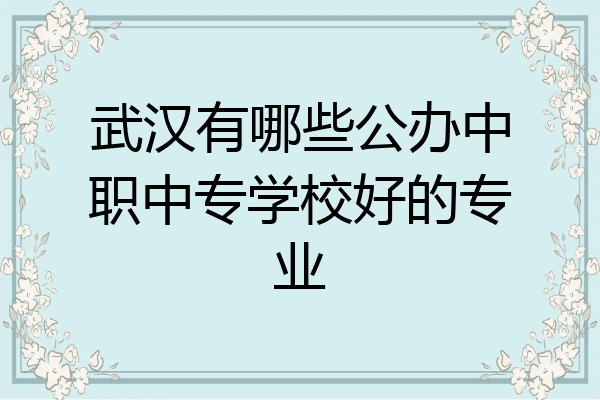 武汉有哪些公办中职中专学校好的专业