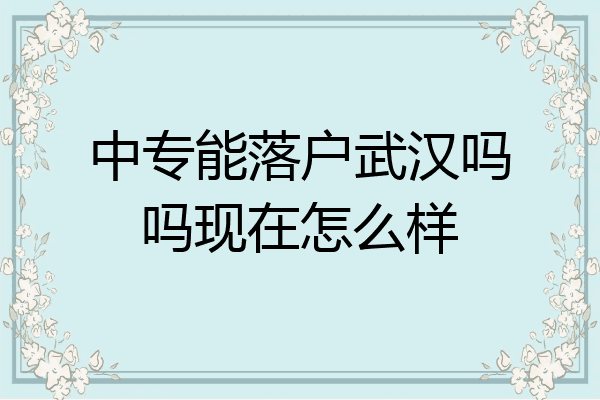 中专能落户武汉吗吗现在怎么样