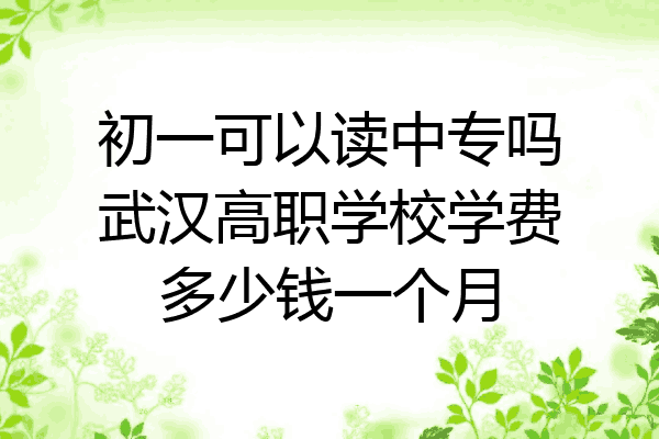 初一可以读中专吗武汉高职学校学费多少钱一个月
