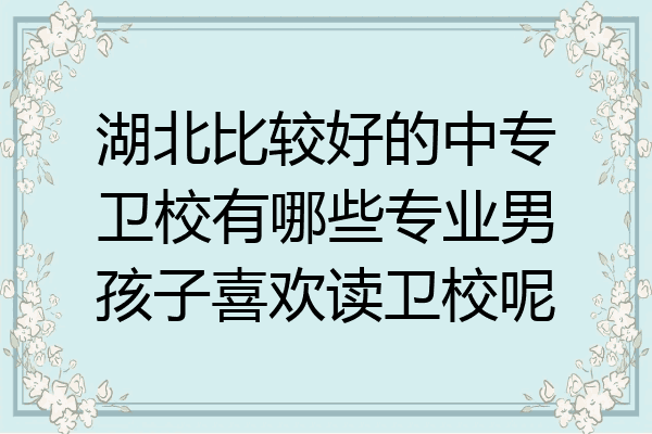 湖北比较好的中专卫校有哪些专业男孩子喜欢读卫校呢
