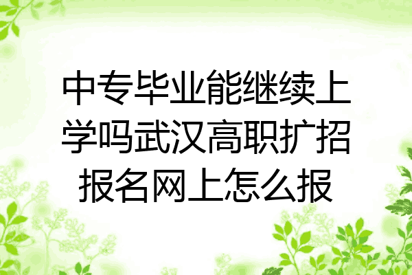 中专毕业能继续上学吗武汉高职扩招报名网上怎么报