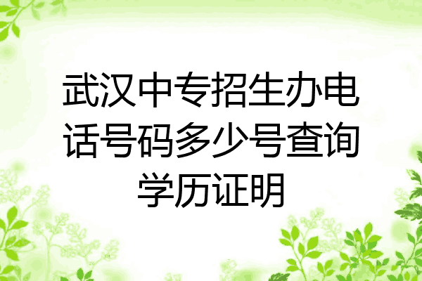 武汉中专招生办电话号码多少号查询学历证明