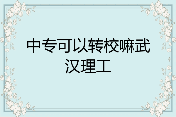 中专可以转校嘛武汉理工