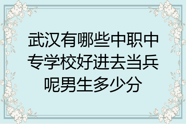 武汉有哪些中职中专学校好进去当兵呢男生多少分