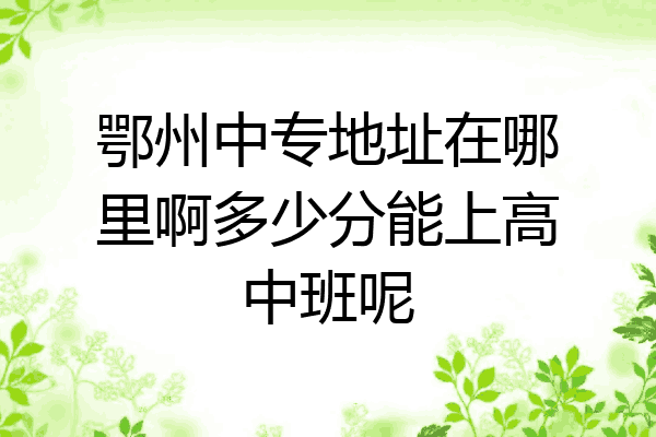 鄂州中专地址在哪里啊多少分能上高中班呢