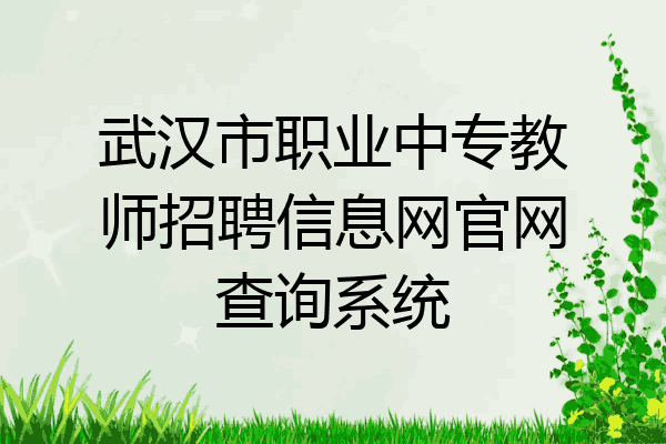 武汉市职业中专教师招聘信息网官网查询系统