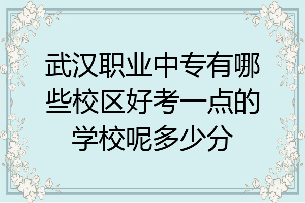 武汉职业中专有哪些校区好考一点的学校呢多少分